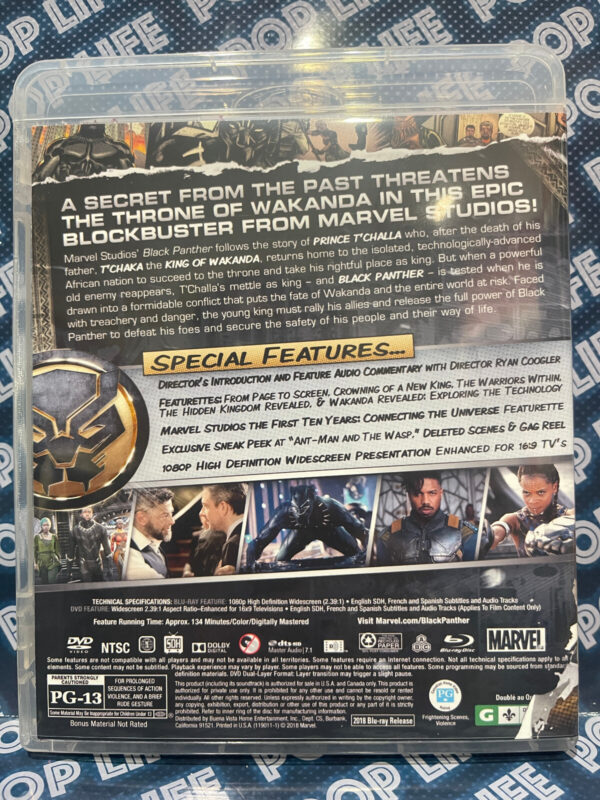 Black Panther (Blu-ray, 2018, Marvel Studios) Preowned with Custom Cover - Image 2